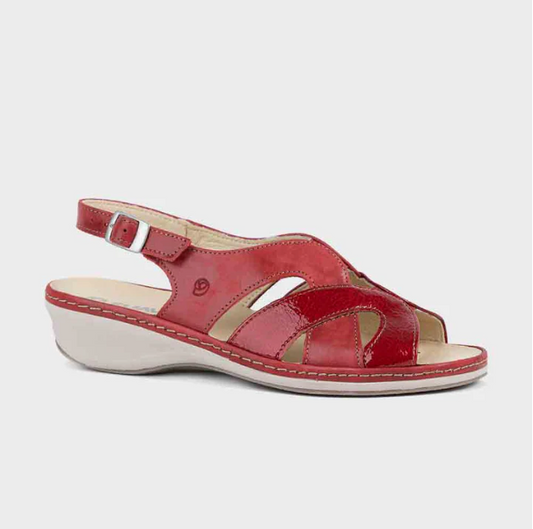 Sandalias Confort Piel Suave | Plantilla Extraíble | Rojo Pasión