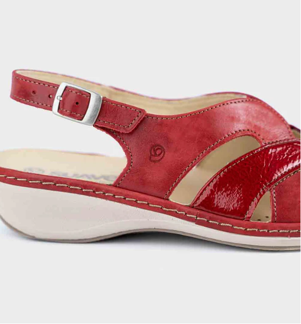 Sandalias Confort Piel Suave | Plantilla Extraíble | Rojo Pasión