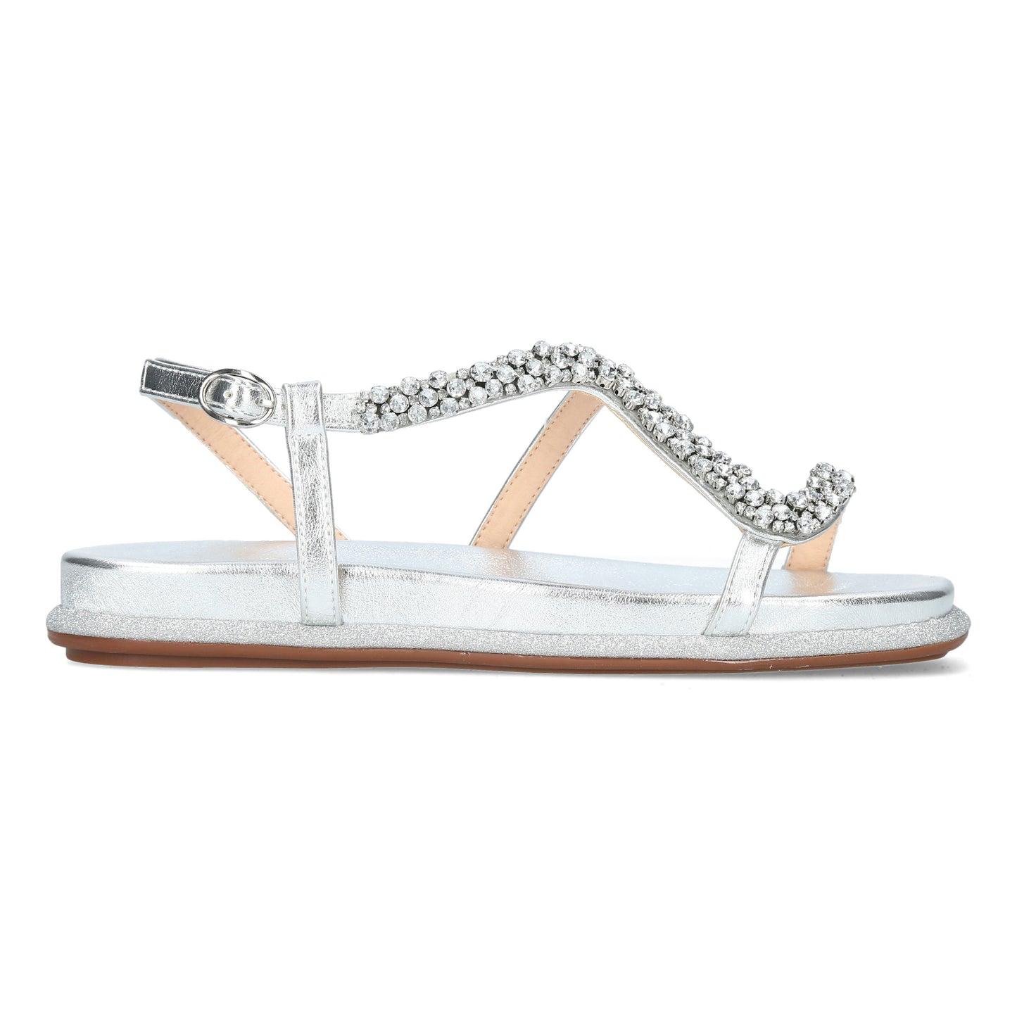 Sandalia planas Laura Vita - Calzado Elegante con Cristales | Confort y Glamour