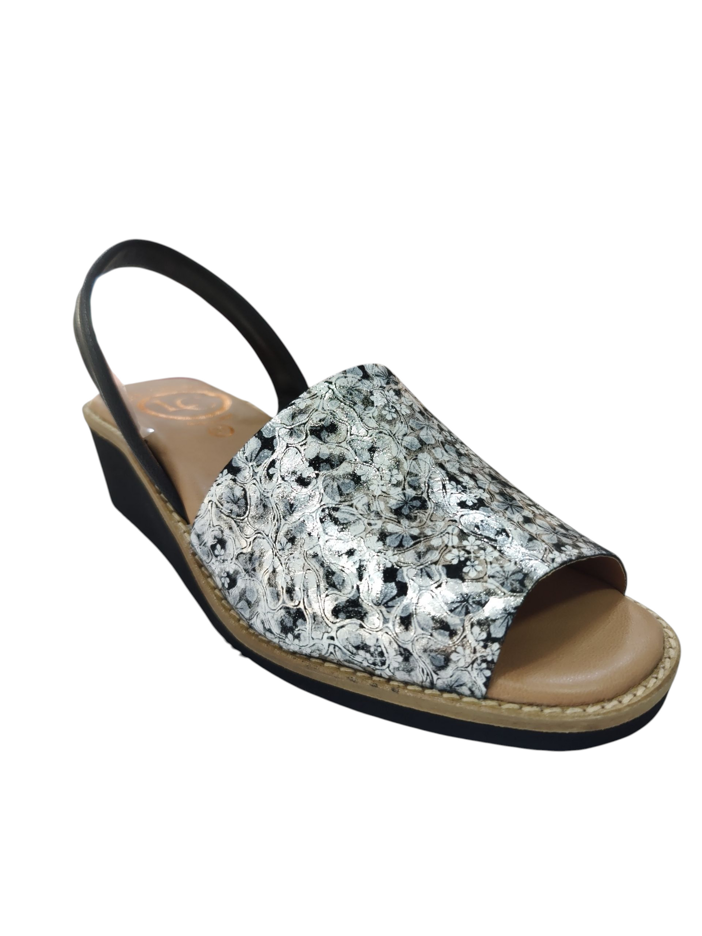 Menorquinas cuña plata/negro