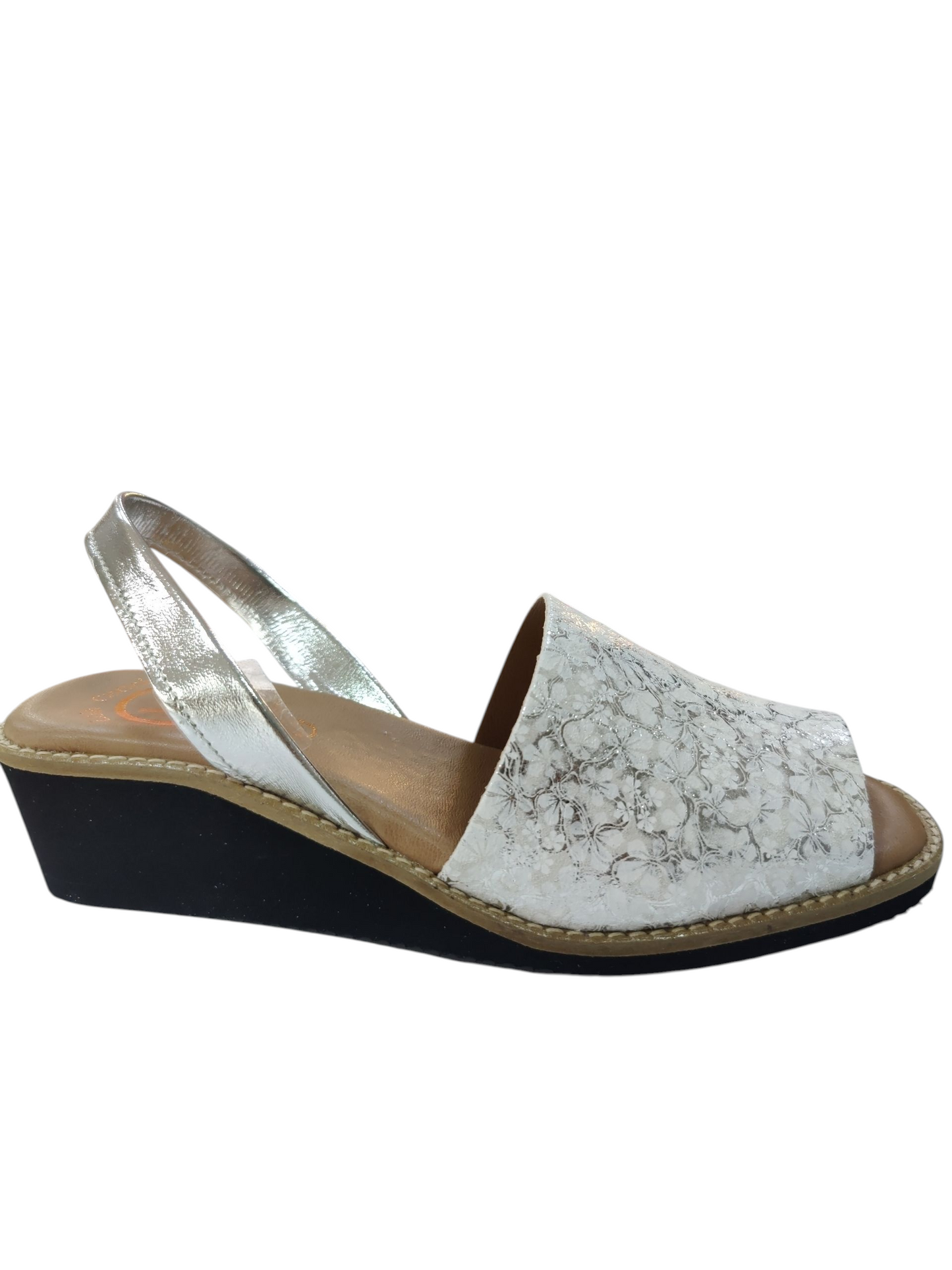 Menorquinas cuña plata/blanco