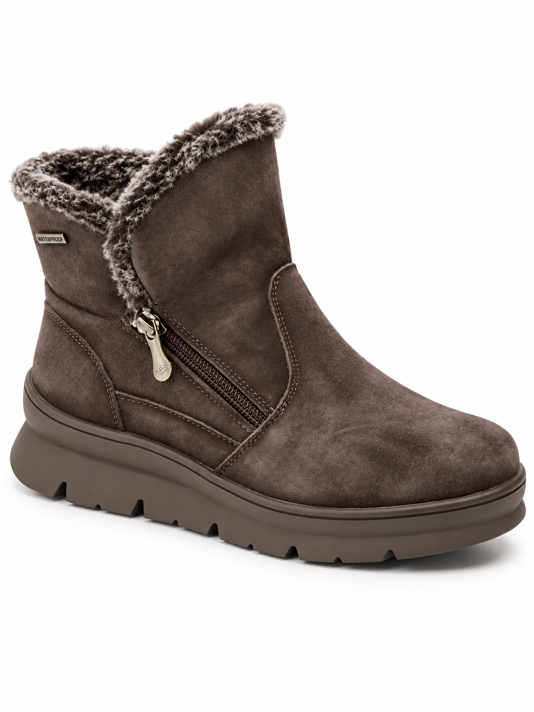 Botín marrón serraje impermeable modelo 99074, con forro cálido