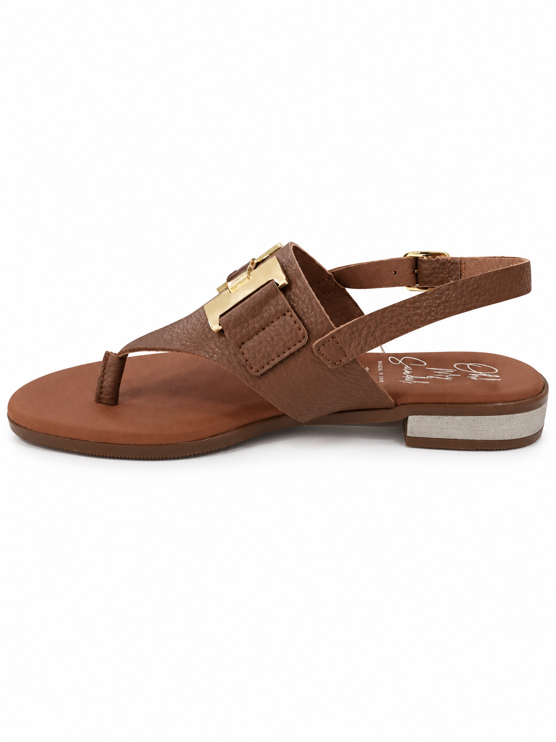 Sandalias de dedo Oh My Sandals Doya Roble 5860 con adorno dorado, vista lateral