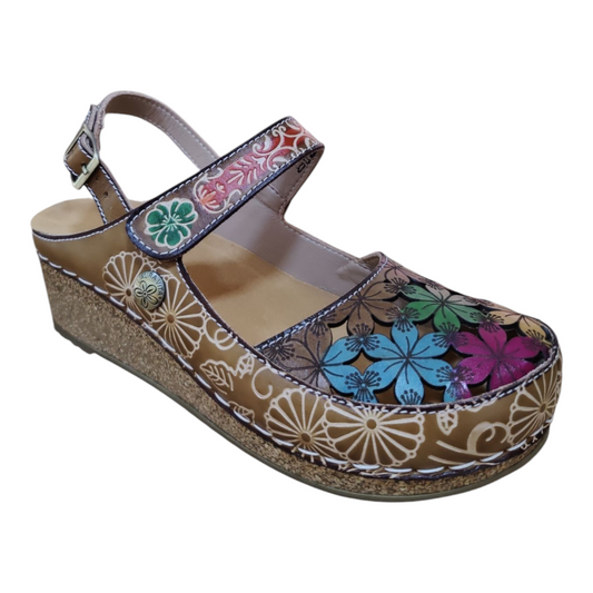Zuecos de Mujer Laura Vita con velcro - Diseño Floral