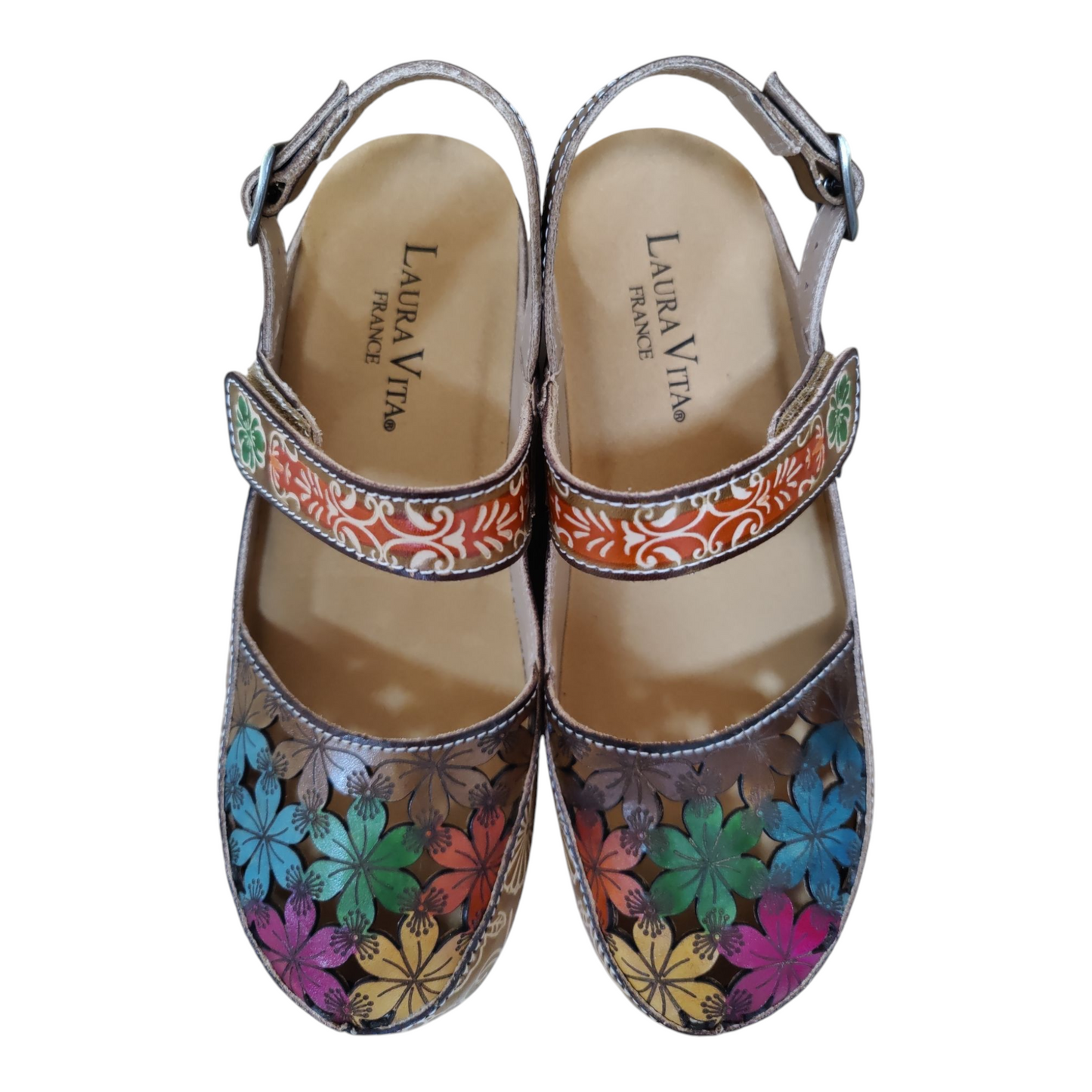 Zuecos de Mujer Laura Vita con velcro - Diseño Floral