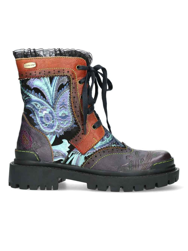 Botas de Piel Estilo Militar Laura Vita - Estampado Azul