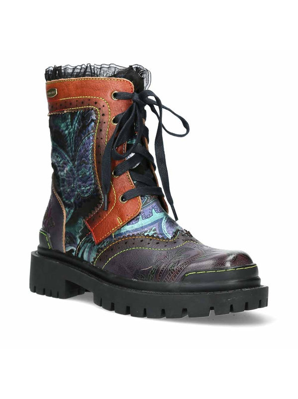 Botas de Piel Estilo Militar Laura Vita - Estampado Azul