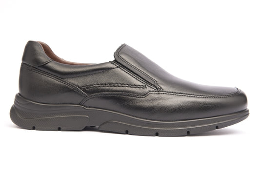 Comfort leather shoe in Special Width with elastic closure