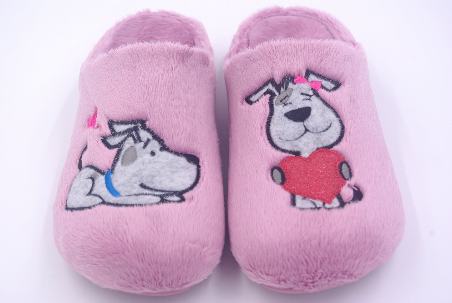 Zapatillas de Casa para Mujer Garzón - Diseño Perros y Corazón en Rosa