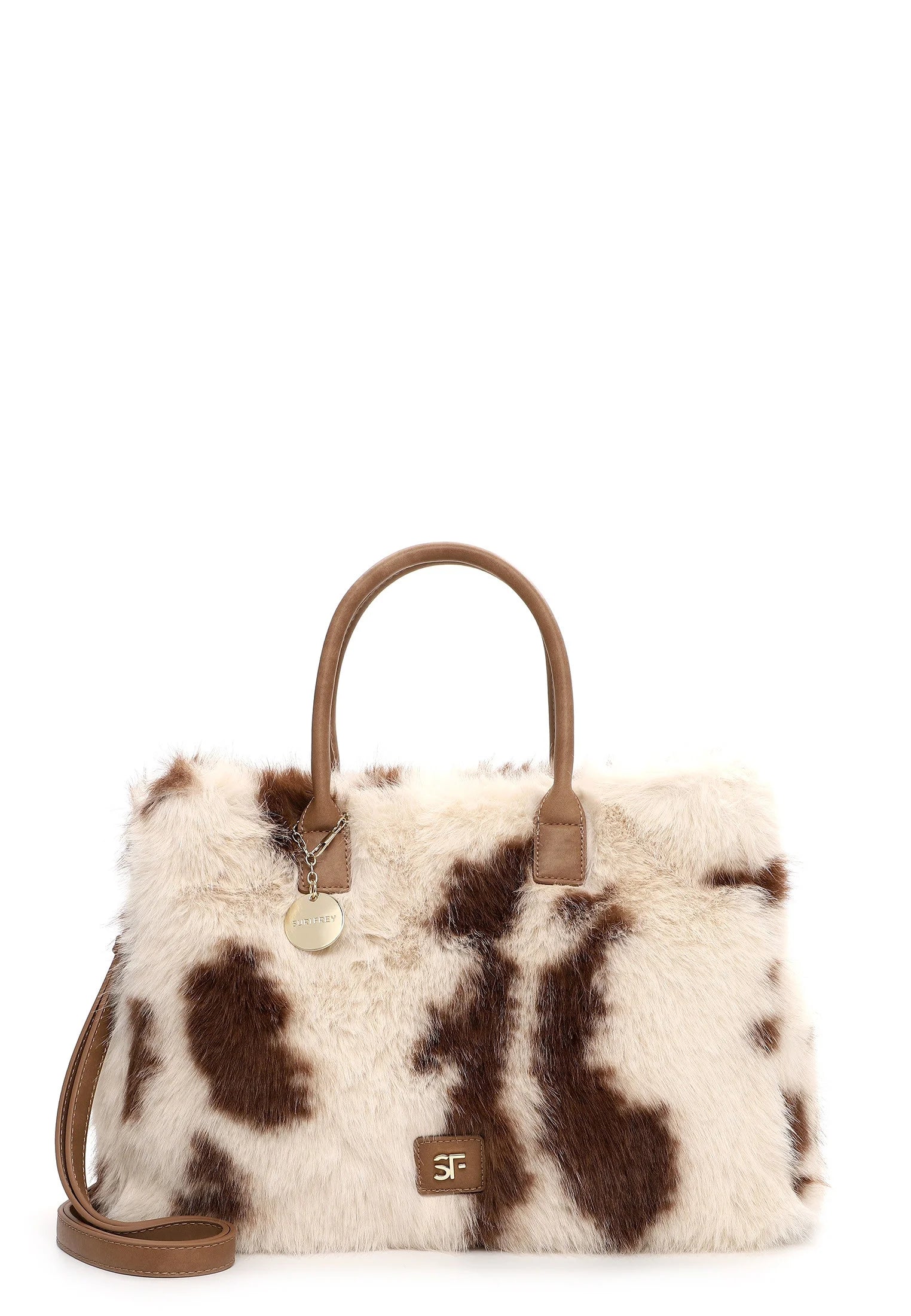 Bolso tote grande Suri Frey Misty vegano, efecto pelo cow, con cremallera.