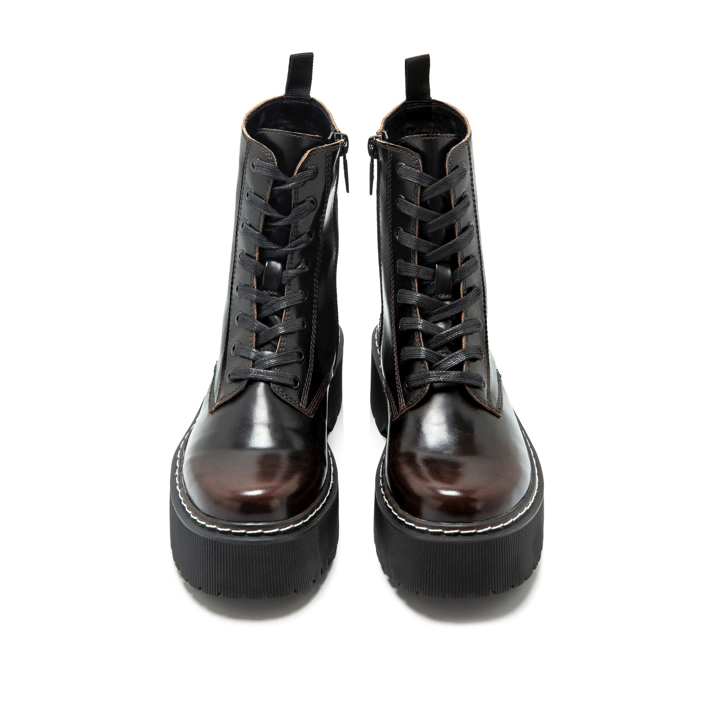 Mustang - Bota militar doble plataforma con cordones y cremallera