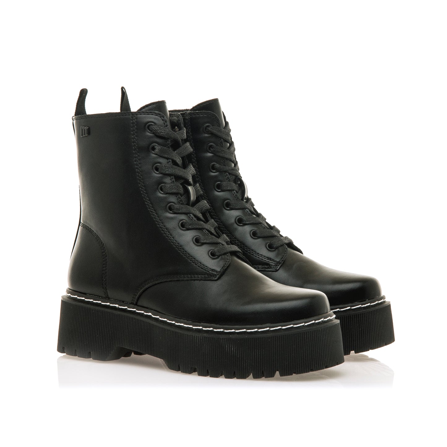 Mustang - Bota militar doble plataforma con cordones y cremallera