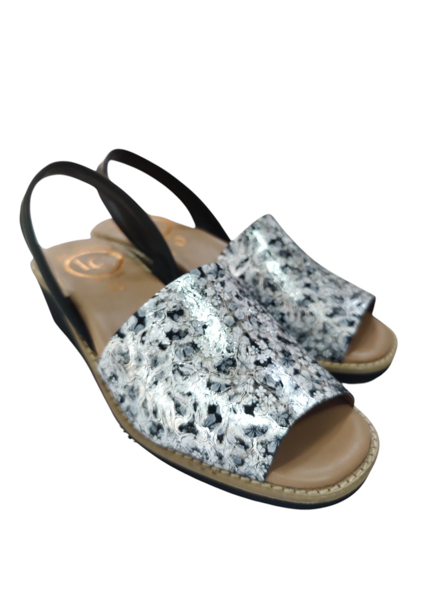 Menorquinas cuña plata/negro