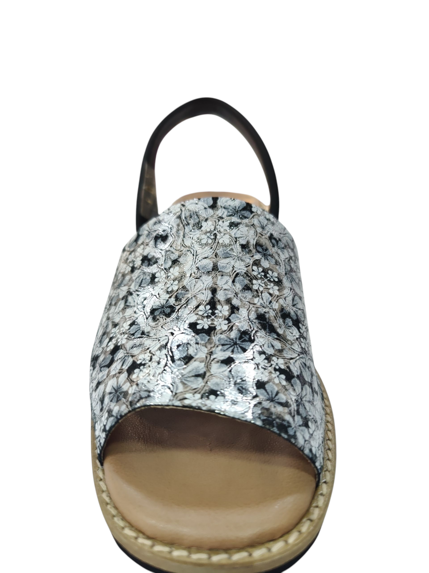 Menorquinas cuña plata/negro