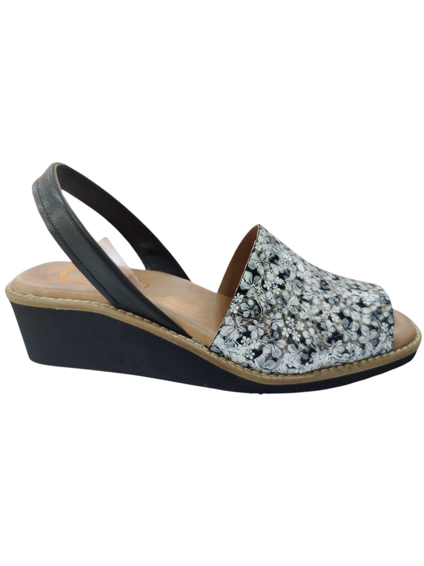 Menorquinas cuña plata/negro