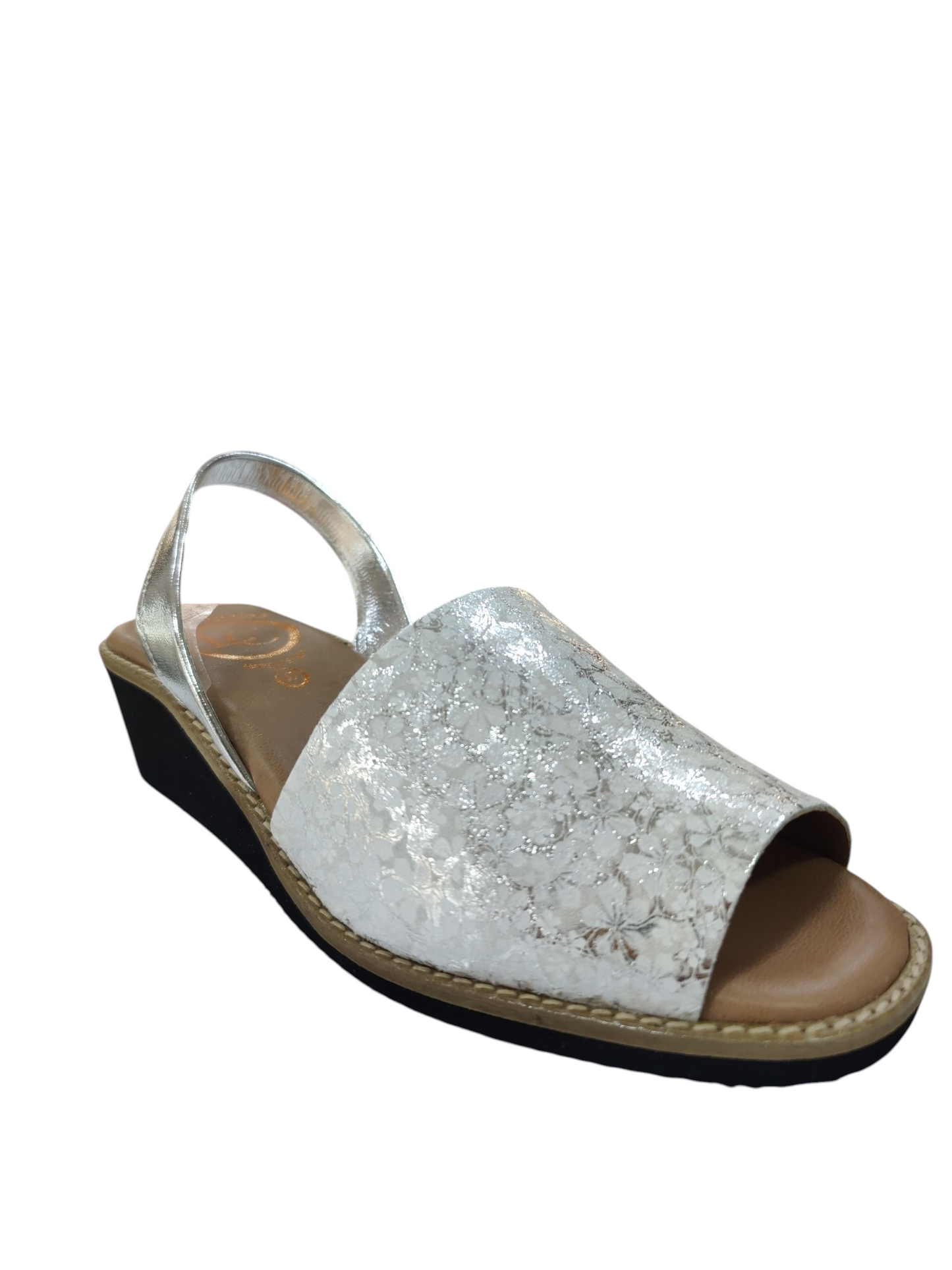 Menorquinas cuña plata/blanco