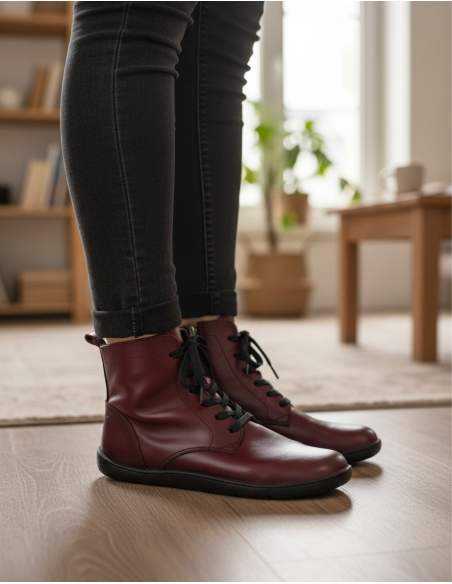 Botín barefoot piel Burdeos