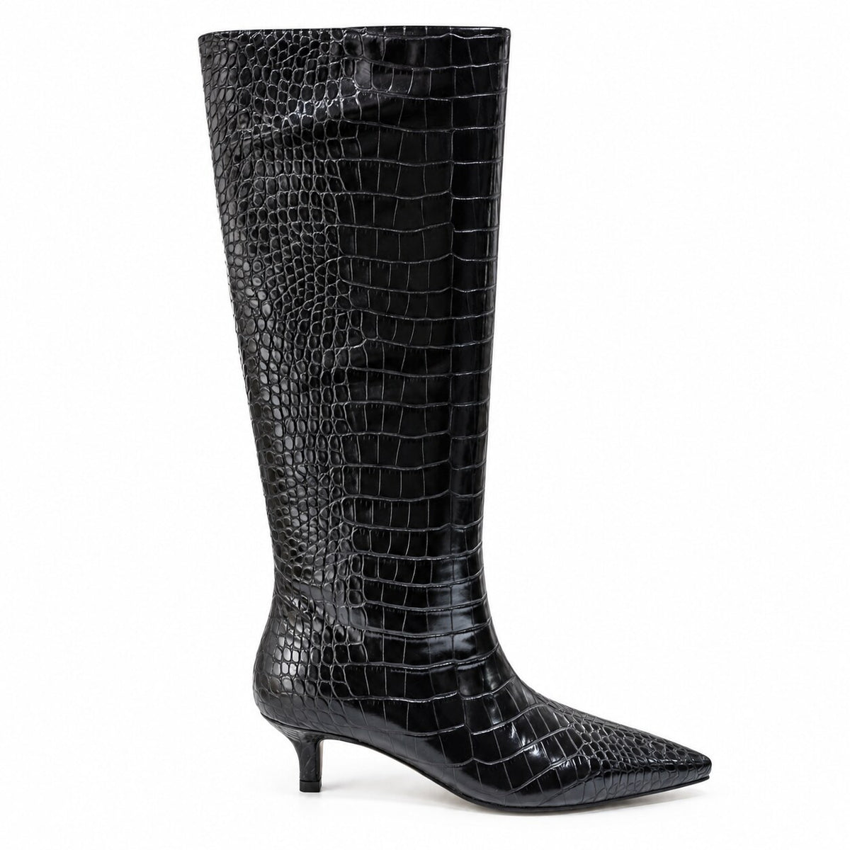 Bota alta negra Cayetano Jiménez 57011 con tacón de 4 cm, vista lateral