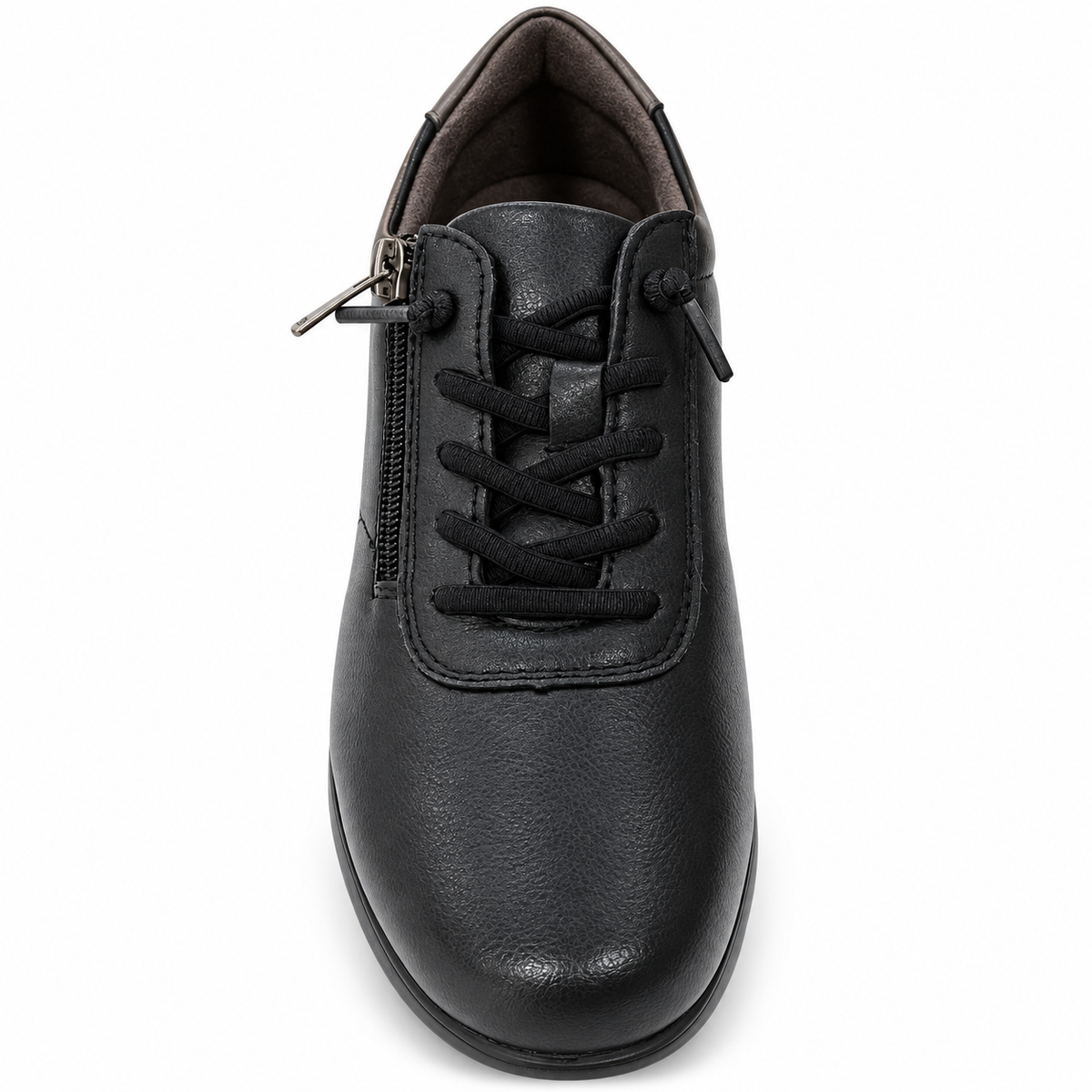 Zapatos de mujer Flexpies 1431 negros de piel con cremallera, vista superior