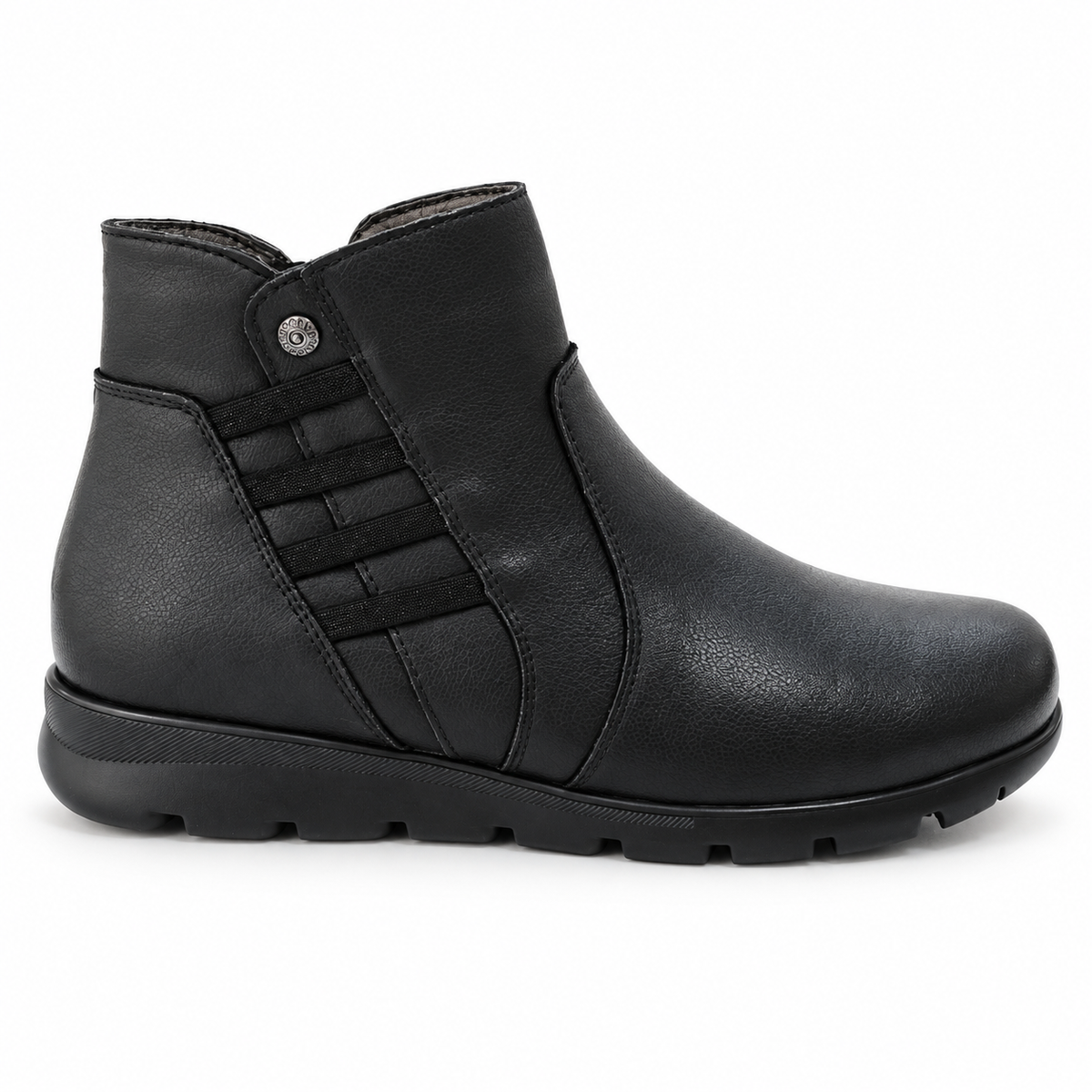 Botines de mujer Flexpies 1440 negros de piel, vista lateral exterior