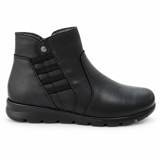 Botines de mujer Flexpies 1440 negros de piel, vista lateral exterior