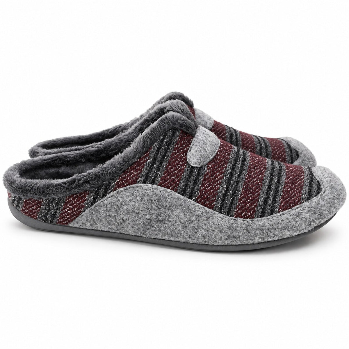 Zapatilla de hombre Garzón 8450.507 burdeos y gris, vista lateral