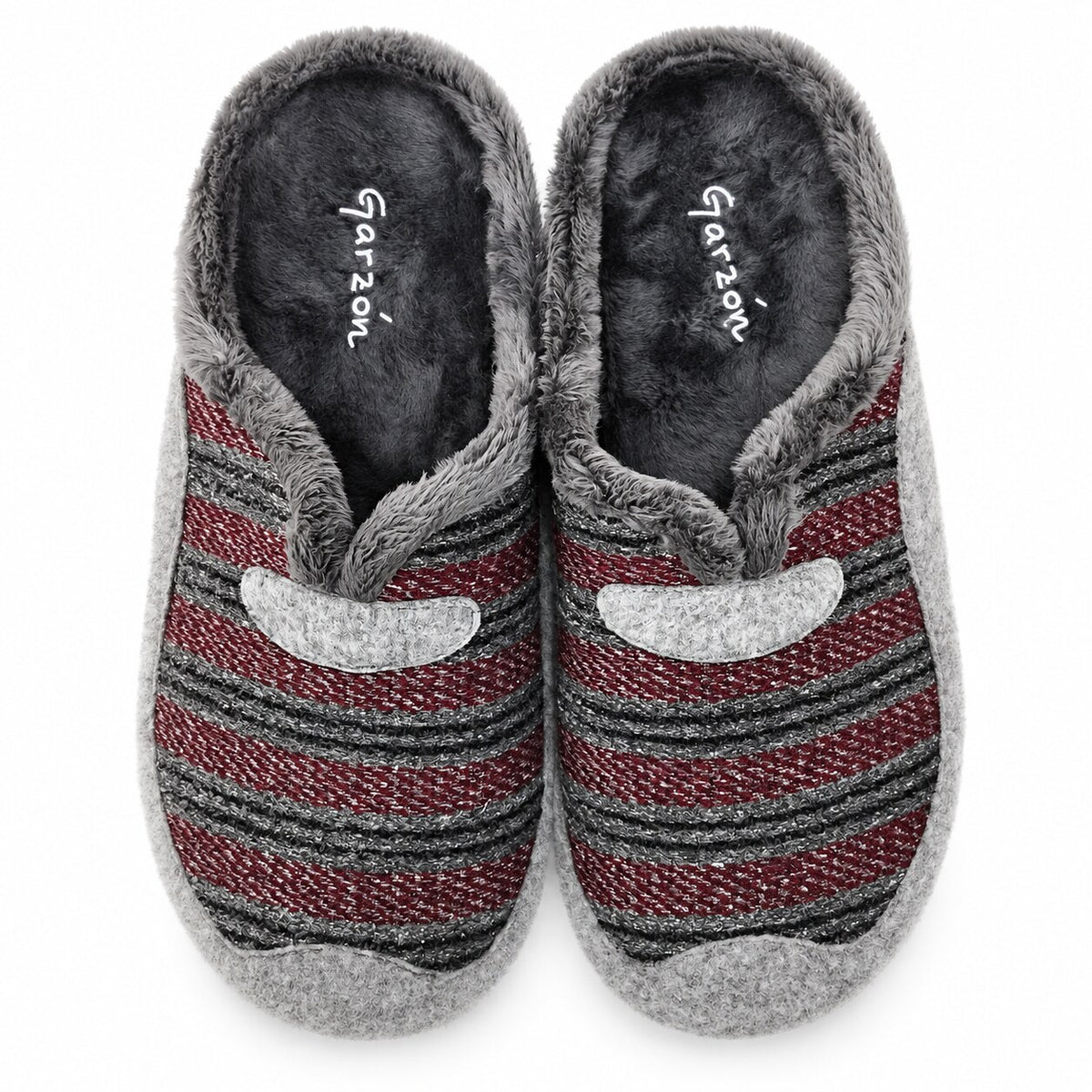 Zapatillas de casa Garzón 8450.507 burdeos y gris, vista superior