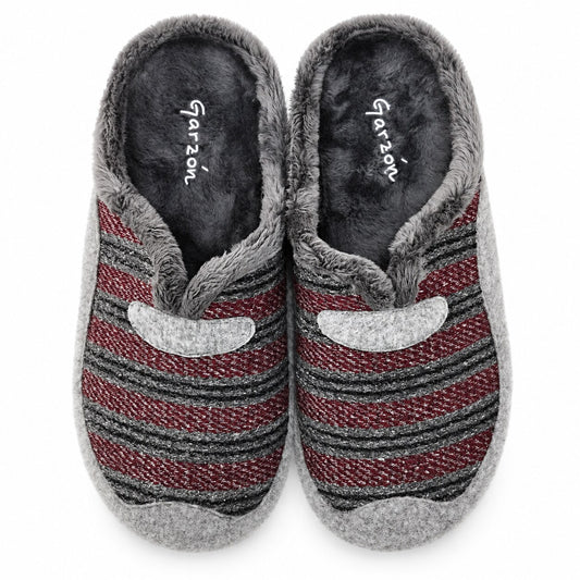 Zapatillas de casa Garzón 8450.507 burdeos y gris, vista superior
