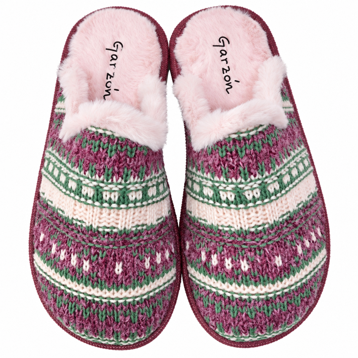 Vista frontal de zapatillas Garzón P450.357 Lana Olivia mora-rosa