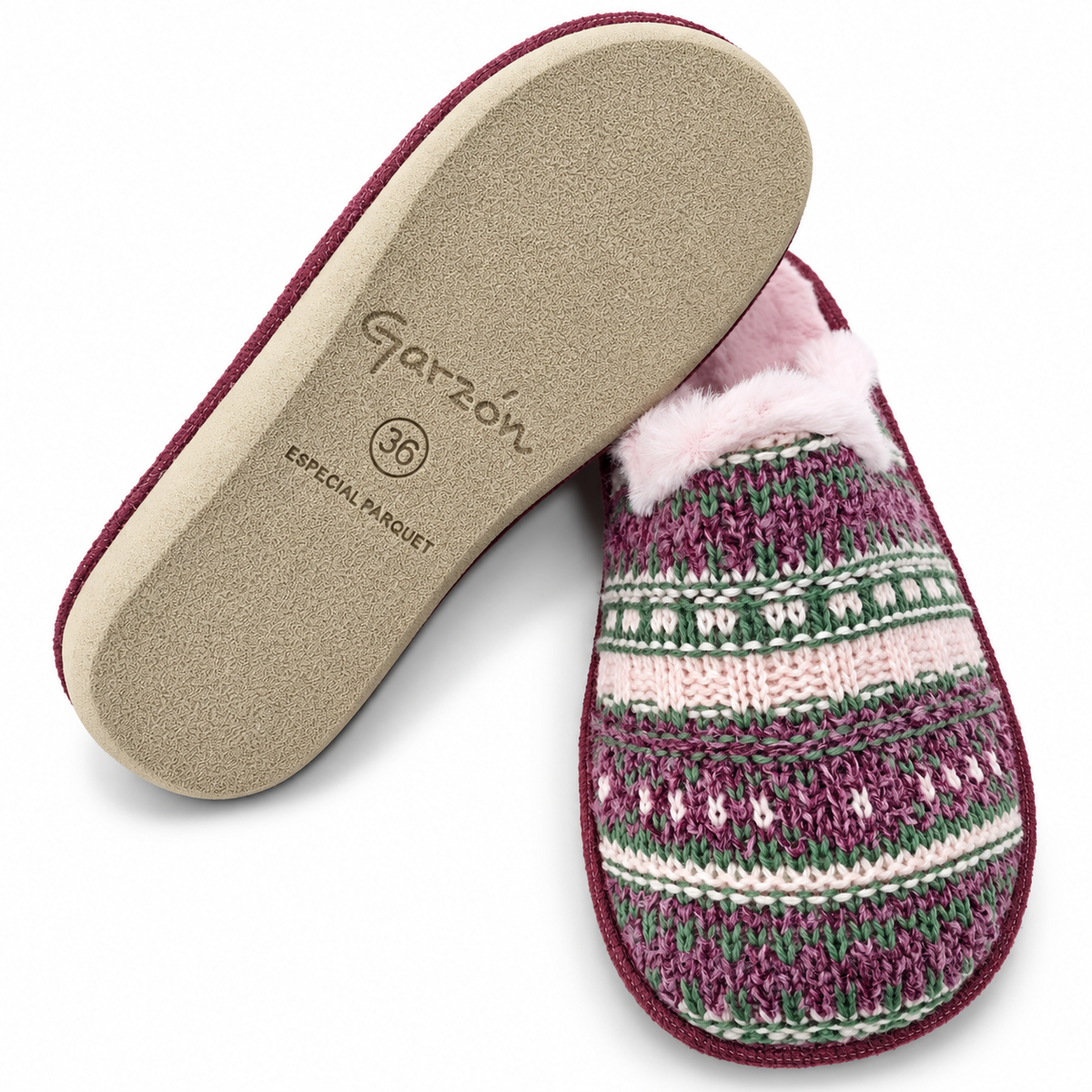 Detalle de suela especial parquet de zapatillas Garzón P450.357 Lana Olivia mora-rosa