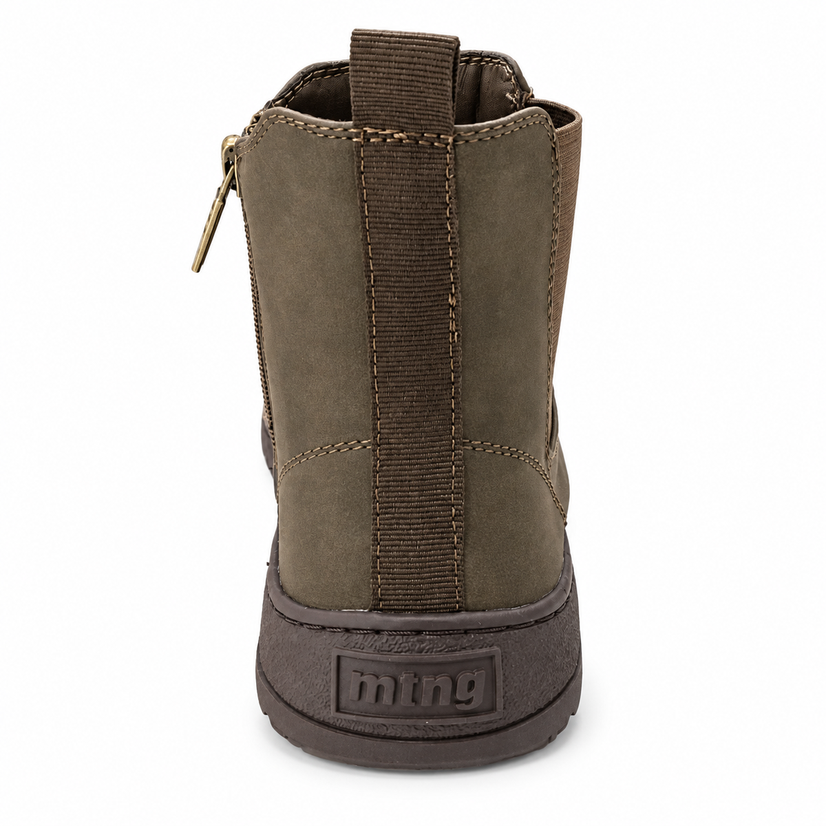 Botín Chelsea barefoot Mustang Free Alask 85511 marrón moka, vista trasera sobre fondo blanco