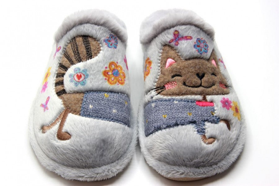 Parquet sole cat slippers